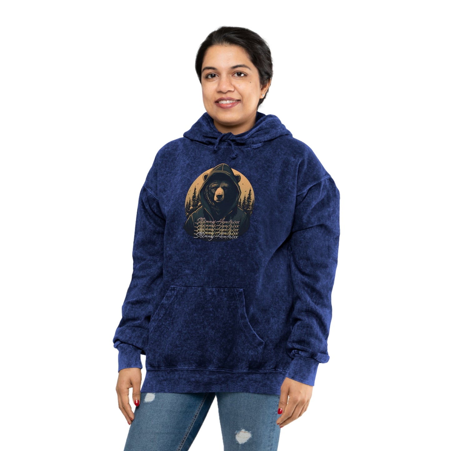 Cali Bear Style Mineral Wash Hoodie