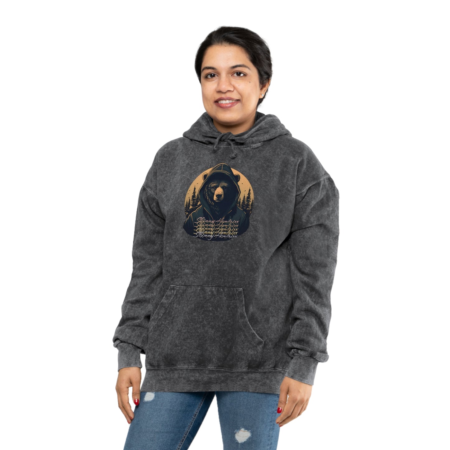 Cali Bear Style Mineral Wash Hoodie